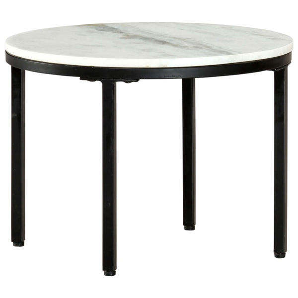 vidaXL Table basse blanc et noir Ø50 cm Marbre véritable