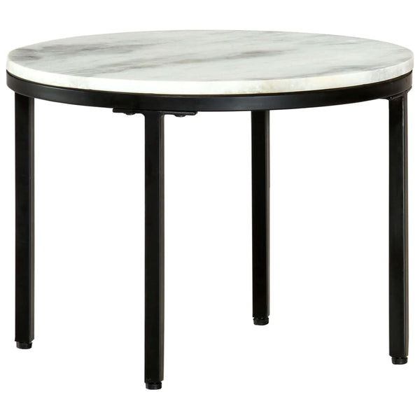 vidaXL Table basse blanc et noir Ø50 cm Marbre véritable