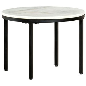 vidaXL Table basse blanc et noir Ø50 cm Marbre véritable