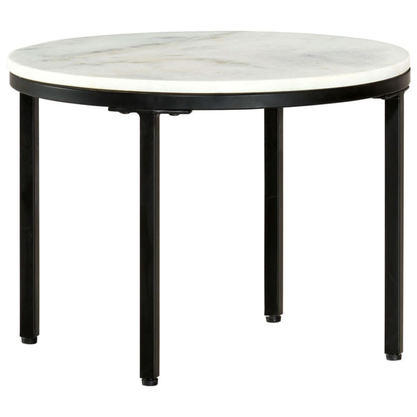 vidaXL Table basse blanc et noir Ø50 cm Marbre véritable