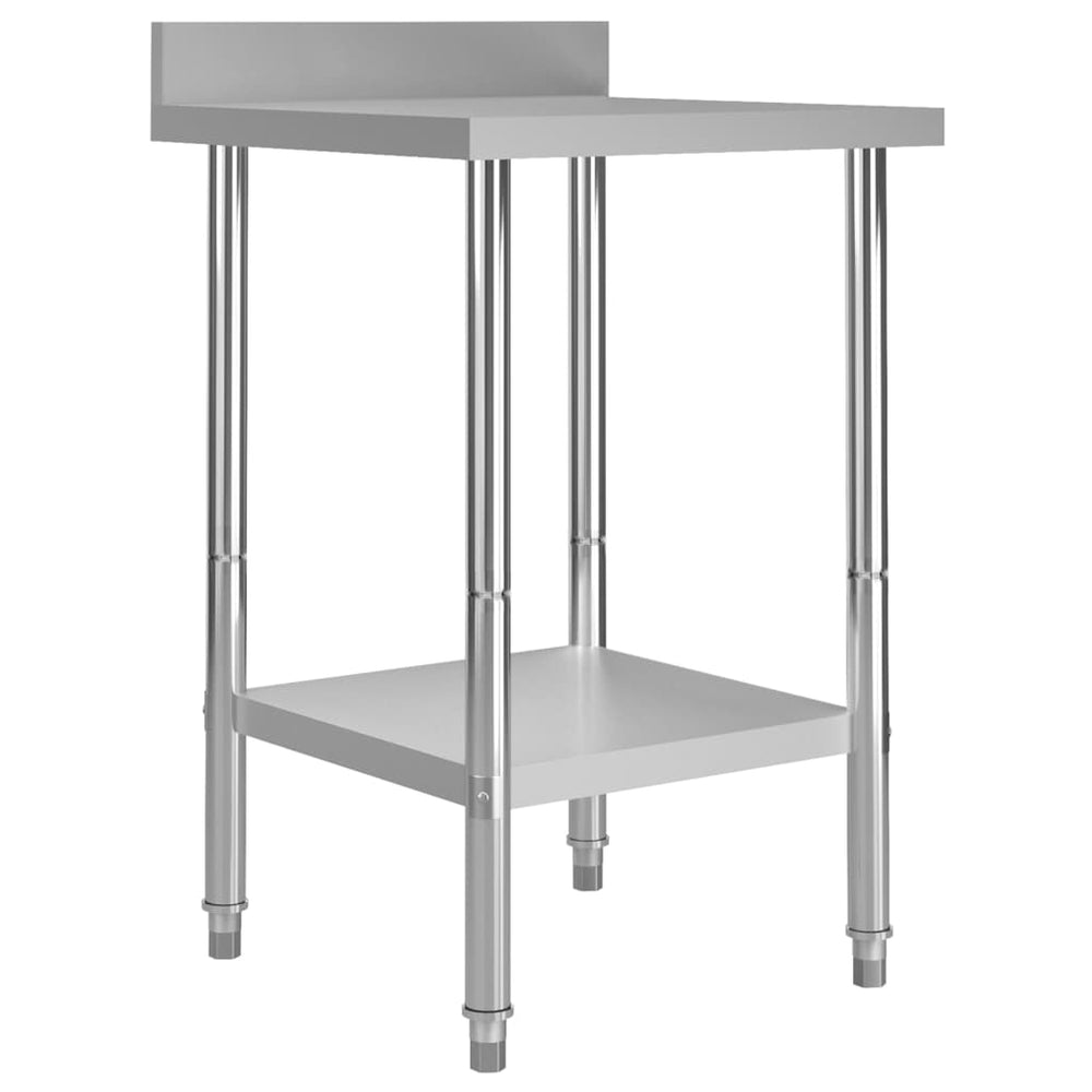 vidaXL Kitchen Work Table with Upstand 60 x 60 x 93 cm Stainless Steel