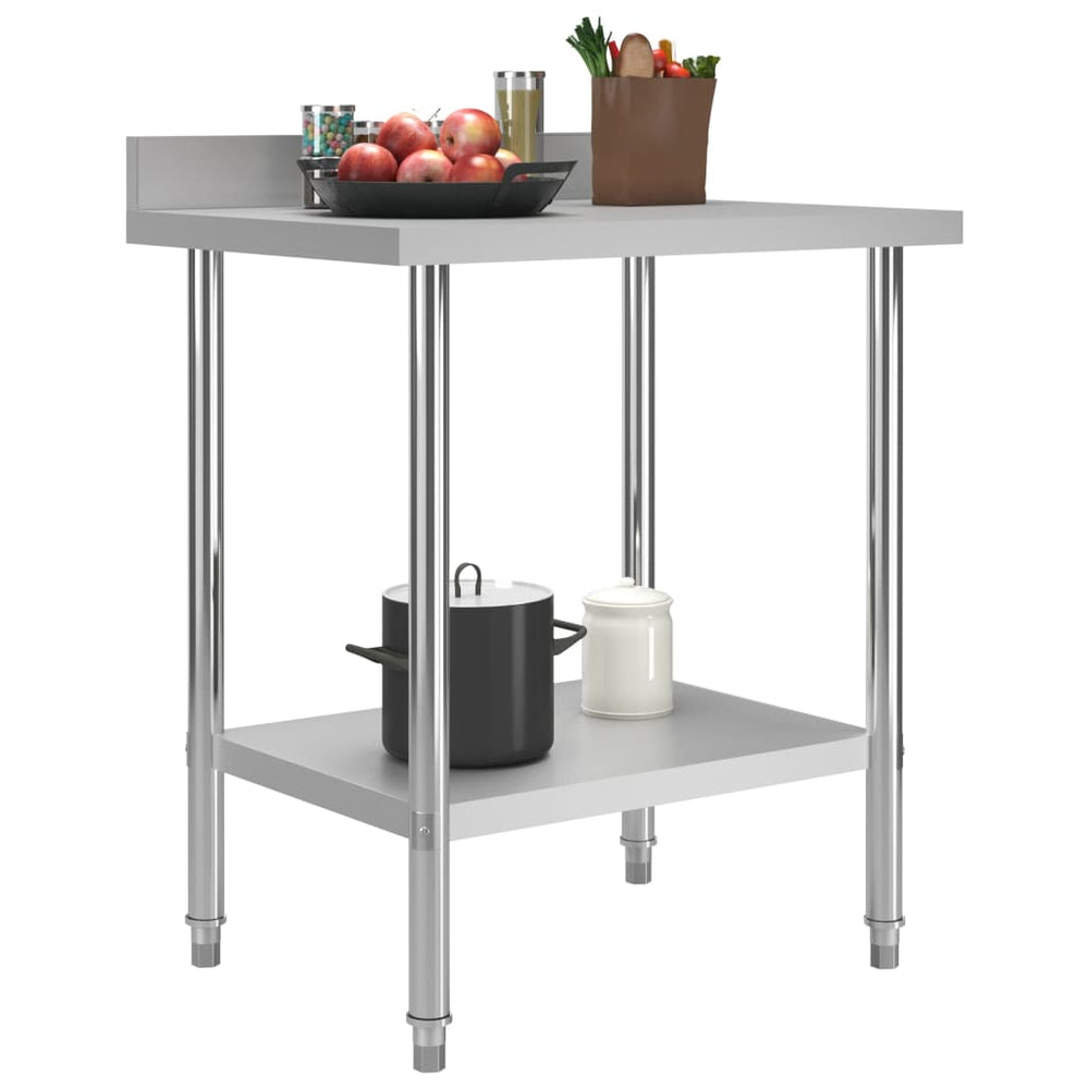 vidaXL Kitchen Work Table with Upstand 80 x 60 x 93 cm Stainless Steel