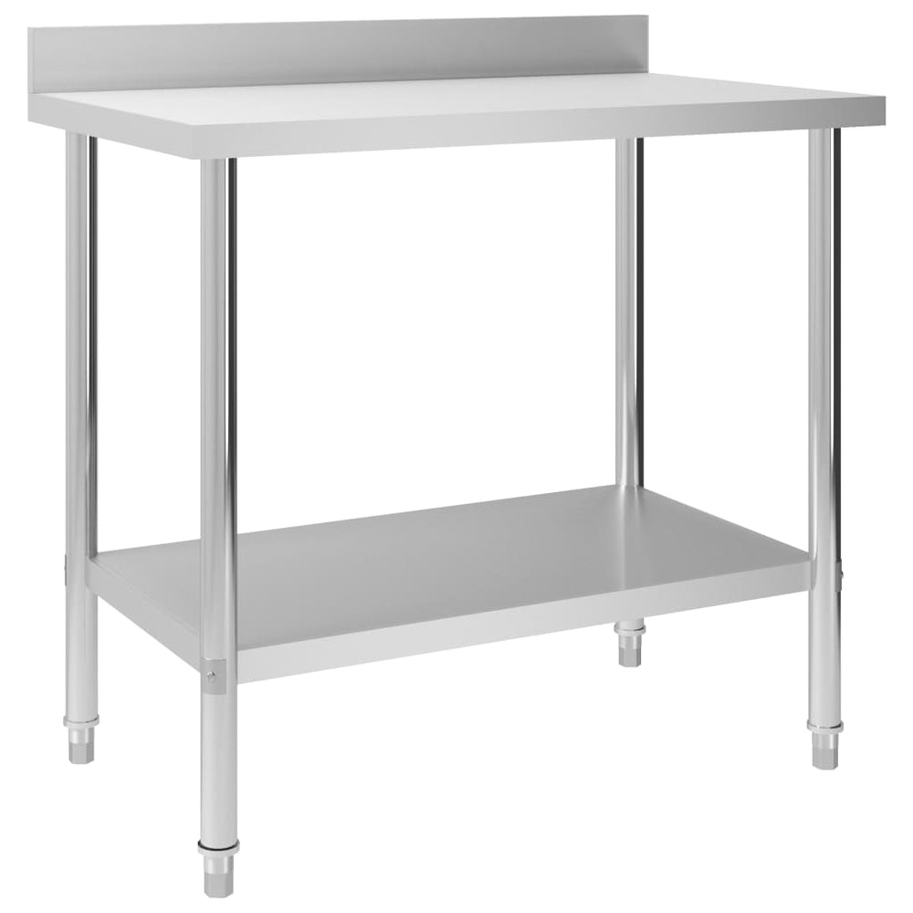 vidaXL Kitchen Work Table with Upstand 100 x 60 x 93 cm Stainless Steel