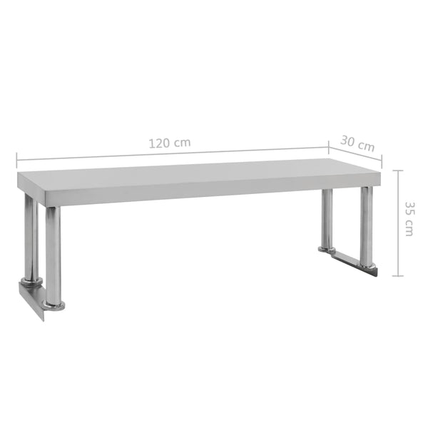 Edelstahl Aufsatzboard für Arbeitstisch 120 cm