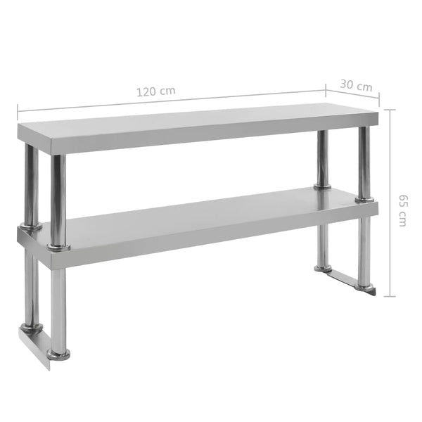 Edelstahl Arbeitstisch Aufsatzregal, 120 cm