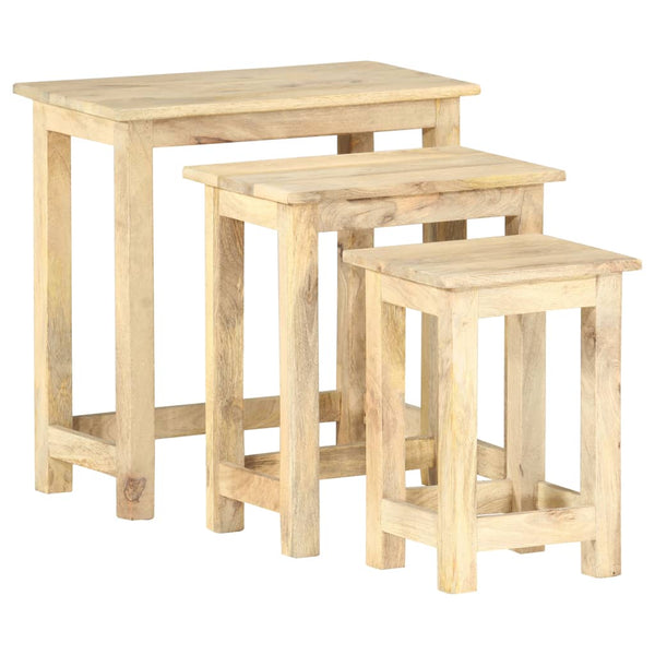 vidaXL Tables gigognes 3 pcs. Bois de manguier massif