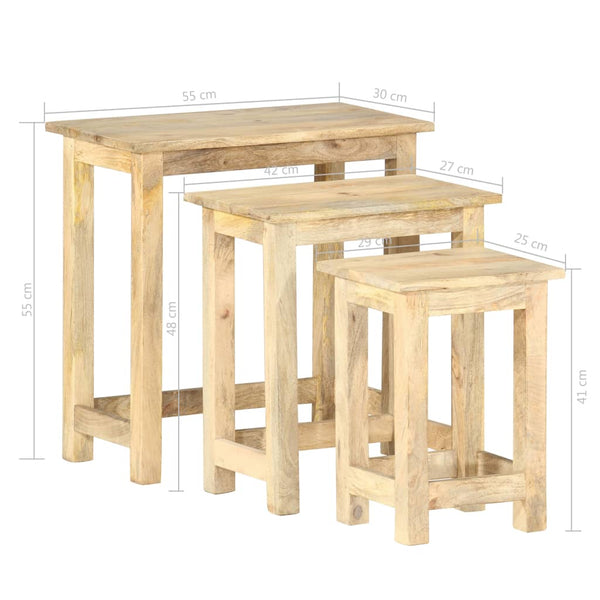 vidaXL Tables gigognes 3 pcs. Bois de manguier massif