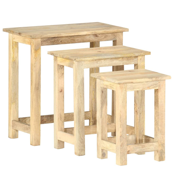vidaXL Tables gigognes 3 pcs. Bois de manguier massif