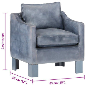 Sessel Grau Echtleder