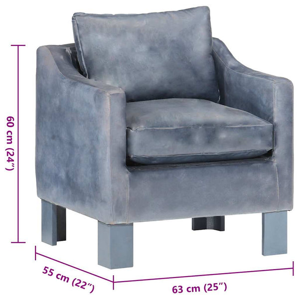 Sessel Grau Echtleder