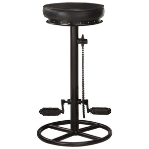 Barhocker 2 Stk. Schwarz Echtes Ziegenleder