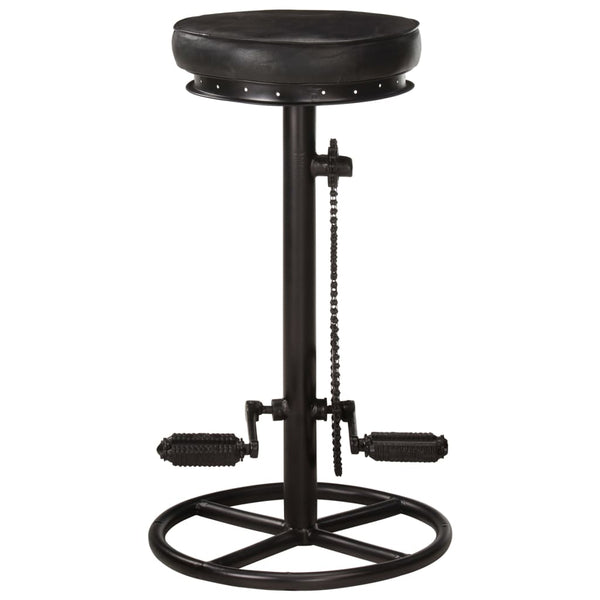 Barhocker 2 Stk. Schwarz Echtes Ziegenleder