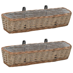 Balkon-Blumenkasten 2 Stk. Weide mit PE-Auskleidung 80 cm