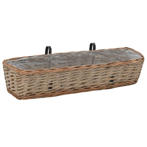 Balkon-Blumenkasten 2 Stk. Weide mit PE-Auskleidung 80 cm