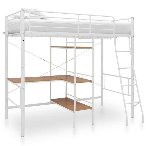 Etagenbett mit Tischrahmen Weiß Metall 90x200 cm