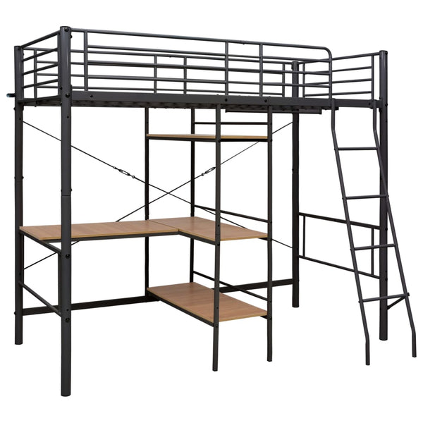 Etagenbett mit Tischrahmen Grau Metall 90x200 cm