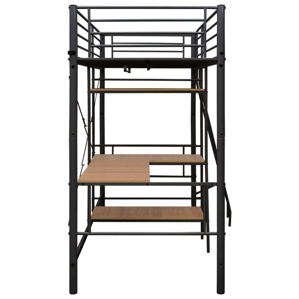 Etagenbett mit Tischrahmen Grau Metall 90x200 cm