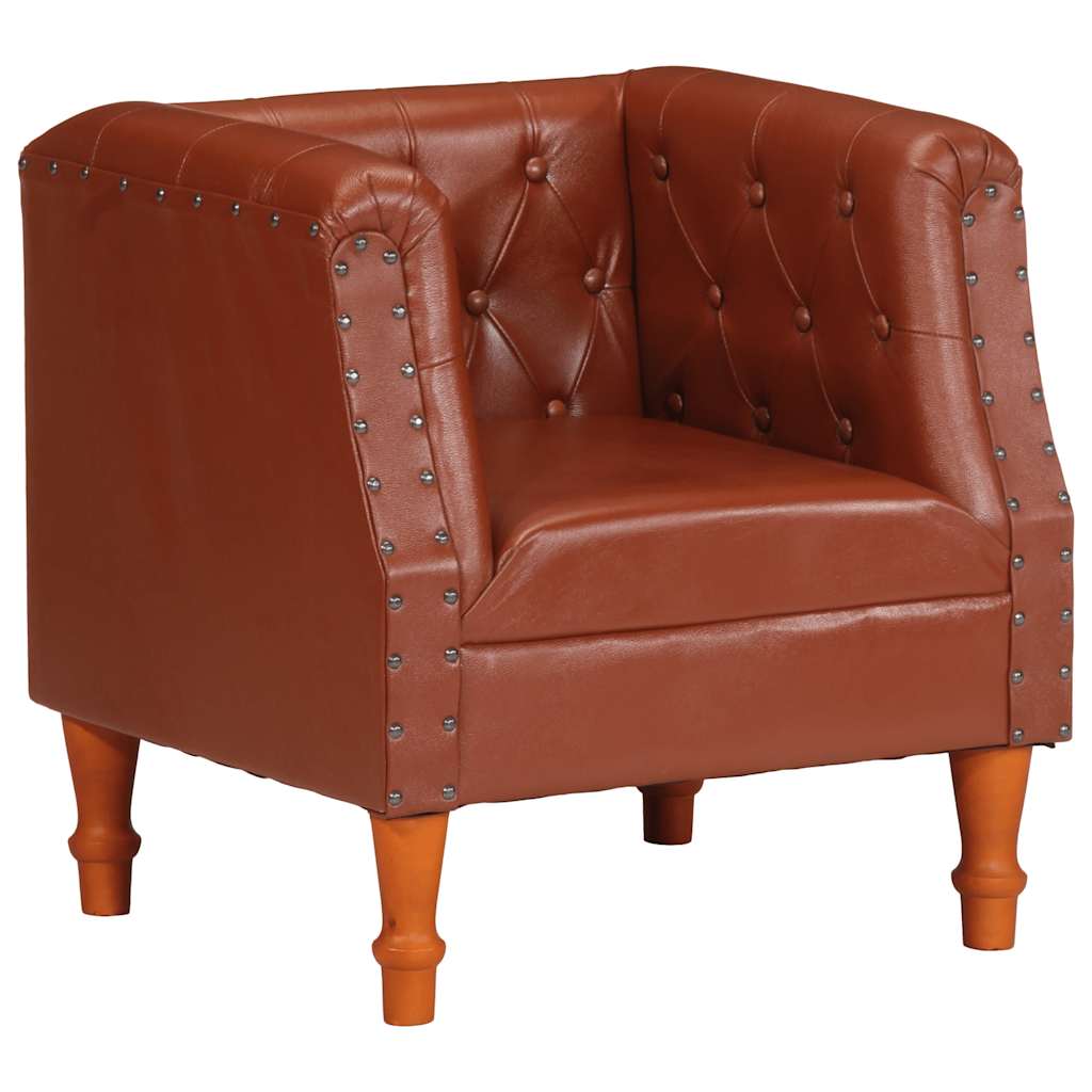 vidaXL Fauteuil en Cuir Véritable Marron