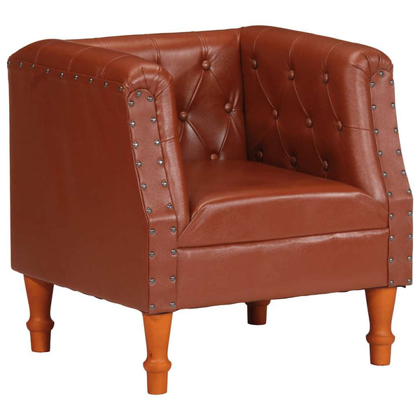 vidaXL Fauteuil en Cuir Véritable Marron