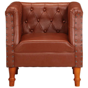 vidaXL Fauteuil en Cuir Véritable Marron