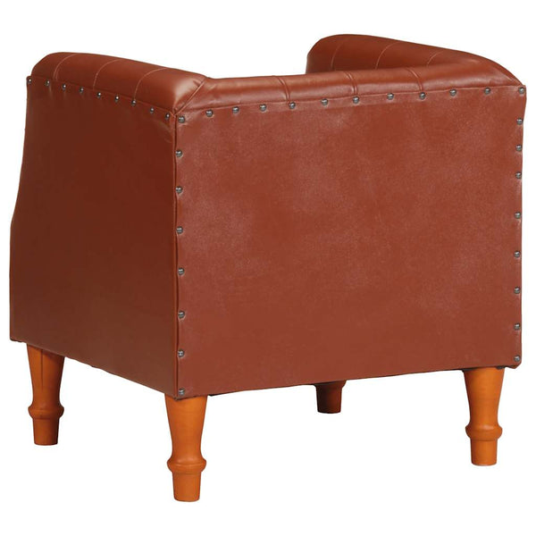 vidaXL Fauteuil en Cuir Véritable Marron