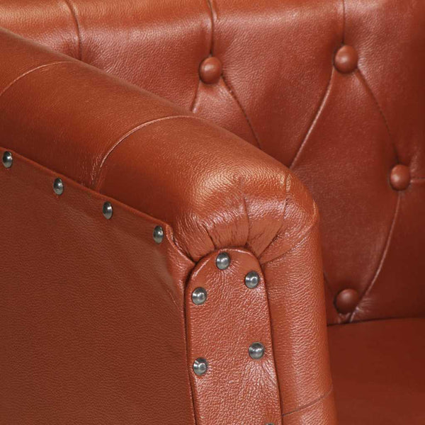 vidaXL Fauteuil en Cuir Véritable Marron