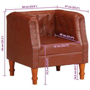 vidaXL Fauteuil en Cuir Véritable Marron