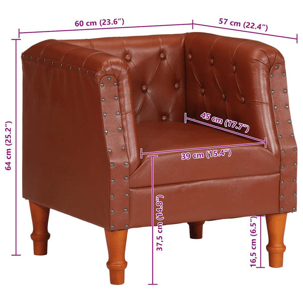 vidaXL Fauteuil en Cuir Véritable Marron