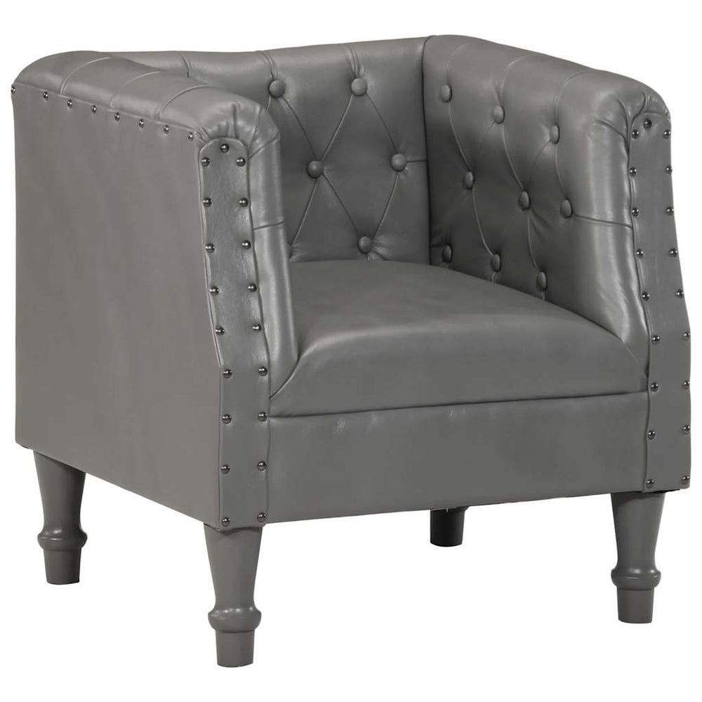 Sessel Grau Echtleder