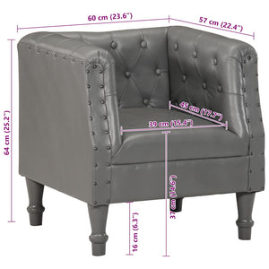 Sessel Grau Echtleder