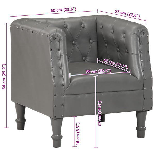 Sessel Grau Echtleder