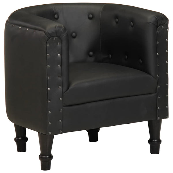 vidaXL Fauteuil Cuir véritable Noir