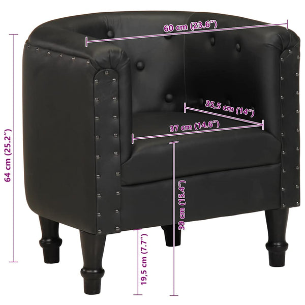 vidaXL Fauteuil Cuir véritable Noir
