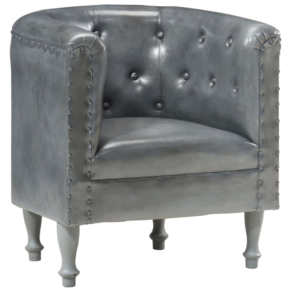 Sessel Grau Echtleder