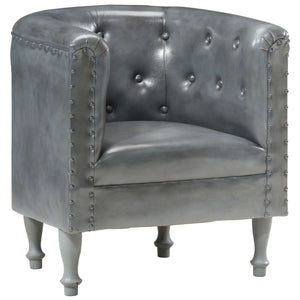 vidaXL Fauteuil Gris Cuir Véritable