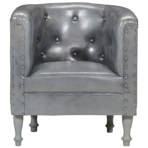vidaXL Fauteuil Gris Cuir Véritable