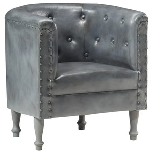vidaXL Fauteuil Gris Cuir Véritable