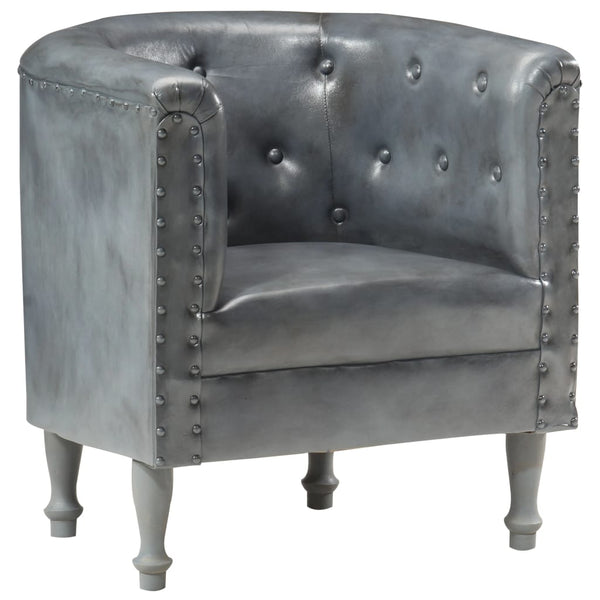 vidaXL Fauteuil Gris Cuir Véritable