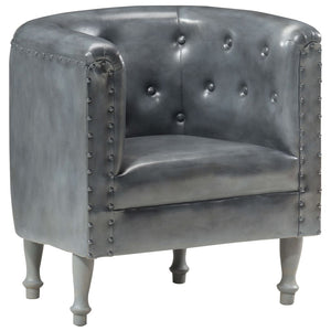 vidaXL Fauteuil Gris Cuir Véritable