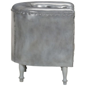 vidaXL Fauteuil Gris Cuir Véritable