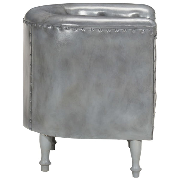 vidaXL Fauteuil Gris Cuir Véritable