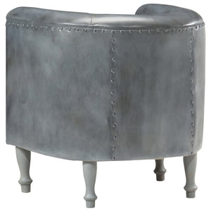 vidaXL Fauteuil Gris Cuir Véritable