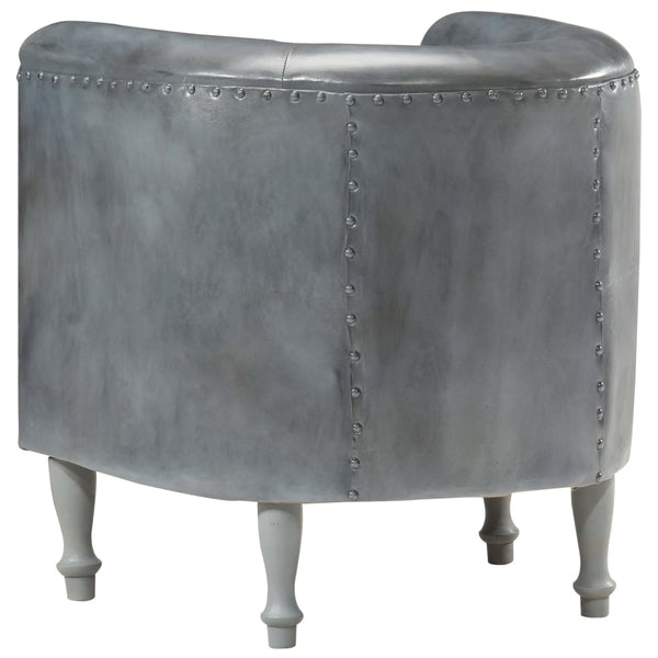 vidaXL Fauteuil Gris Cuir Véritable