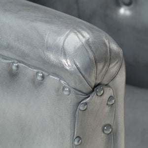 vidaXL Fauteuil Gris Cuir Véritable