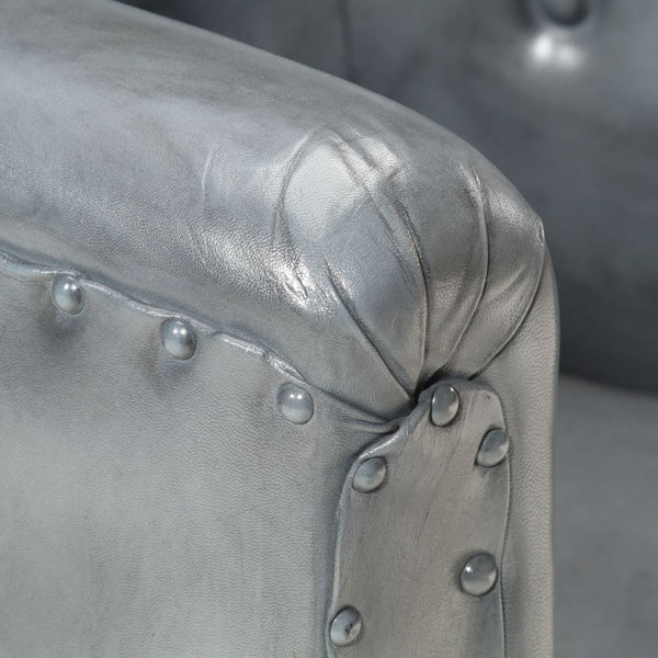 vidaXL Fauteuil Gris Cuir Véritable