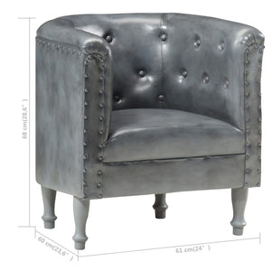 vidaXL Fauteuil Gris Cuir Véritable