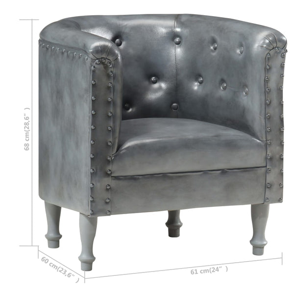 vidaXL Fauteuil Gris Cuir Véritable