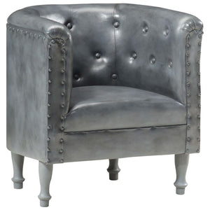 vidaXL Fauteuil Gris Cuir Véritable