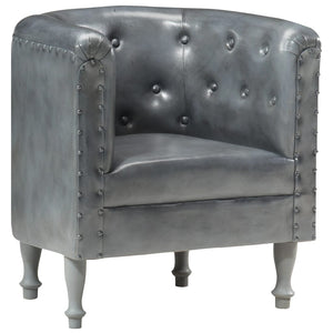 vidaXL Fauteuil Gris Cuir Véritable