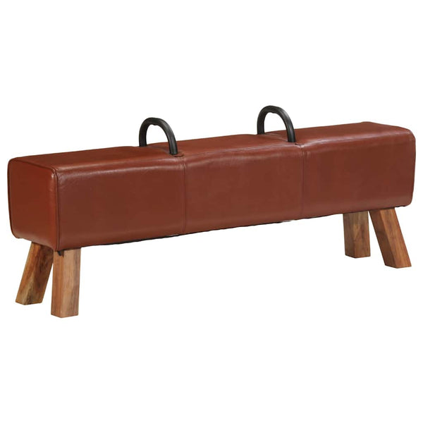 Vintage Turnbock-Bank mit Griffen Echtes Ziegenleder